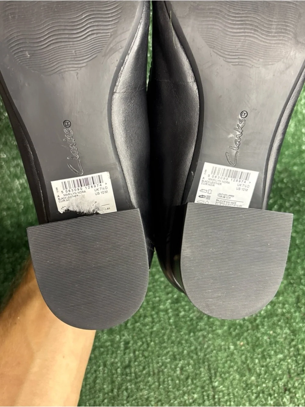 Clarks Marilyn Nora  Black Leather‎ Casual Pumps Size 10 M Heels Shoes
